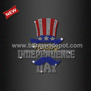 Happy Independence Day Rhinestone Iron ons for T Shirts Happy Independence Day Rhinestone Iron ons for T Shirts